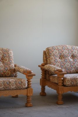 Danish Modern Brutalist Lounge Chairs in Oak attributed to Henning Kjærnulf, 1960s, Set of 2-MXF-1721449