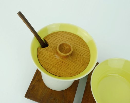 Danish Modern Ceramic and Wood Serving Set from Laurids Lonborg, 1960s, Set of 6-FH-1763240