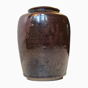 Danish Modern Ceramic Vase in Tenmoku Glaze by Merethe Bloch for Own Studio, 1970s-LCR-698137