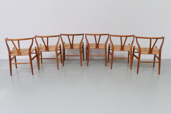 Danish Modern CH24 Wishbone Chairs in Cherrywood by Hans J. Wegne for Carl Hansen & Søn, 1990s, Set of 6-WIX-1599793