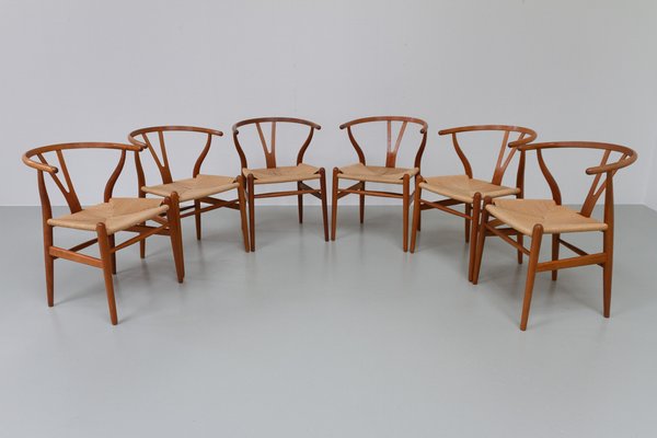 Danish Modern CH24 Wishbone Chairs in Cherrywood by Hans J. Wegne for Carl Hansen & Søn, 1990s, Set of 6-WIX-1599793