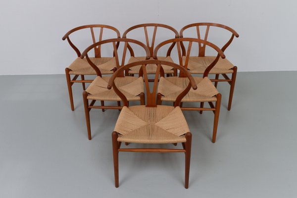 Danish Modern CH24 Wishbone Chairs in Cherrywood by Hans J. Wegne for Carl Hansen & Søn, 1990s, Set of 6-WIX-1599793