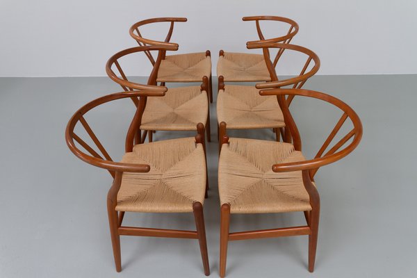 Danish Modern CH24 Wishbone Chairs in Cherrywood by Hans J. Wegne for Carl Hansen & Søn, 1990s, Set of 6-WIX-1599793