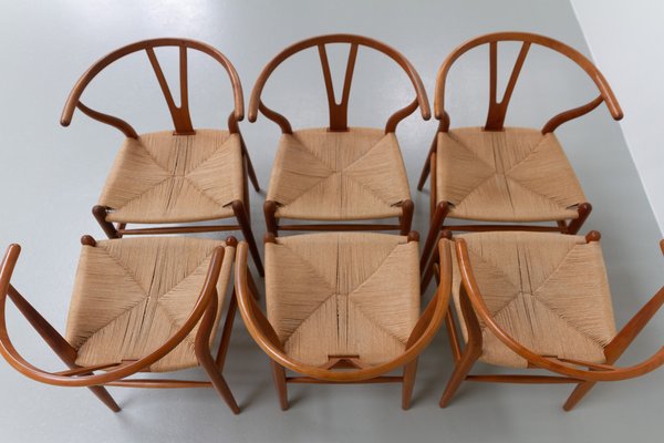 Danish Modern CH24 Wishbone Chairs in Cherrywood by Hans J. Wegne for Carl Hansen & Søn, 1990s, Set of 6-WIX-1599793