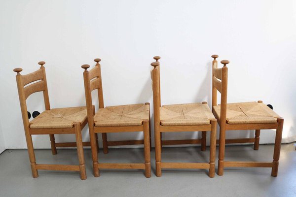 Danish Modern Chairs in Light Oak with Sisal Weave from Asko, Finland, 1960s, Set of 4-FJP-1771594