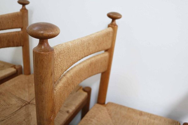 Danish Modern Chairs in Light Oak with Sisal Weave from Asko, Finland, 1960s, Set of 4-FJP-1771594