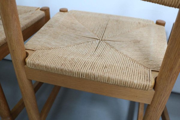 Danish Modern Chairs in Light Oak with Sisal Weave from Asko, Finland, 1960s, Set of 4-FJP-1771594