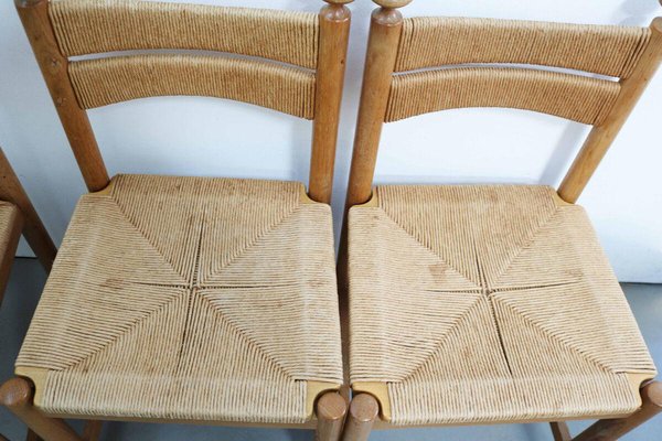 Danish Modern Chairs in Light Oak with Sisal Weave from Asko, Finland, 1960s, Set of 4-FJP-1771594