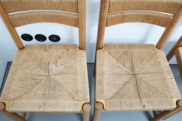 Danish Modern Chairs in Light Oak with Sisal Weave from Asko, Finland, 1960s, Set of 4-FJP-1771594