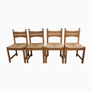 Danish Modern Chairs in Light Oak with Sisal Weave from Asko, Finland, 1960s, Set of 4-FJP-1771594