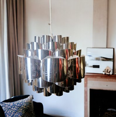 Danish Modern Chromed Silver Diamond Hanging Lamp attributed to Morten Goettler, 1970s-SCS-1767594