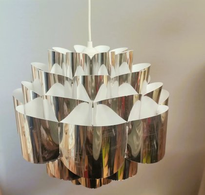 Danish Modern Chromed Silver Diamond Hanging Lamp attributed to Morten Goettler, 1970s-SCS-1767594