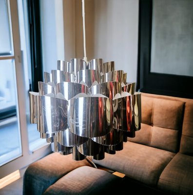 Danish Modern Chromed Silver Diamond Hanging Lamp attributed to Morten Goettler, 1970s-SCS-1767594