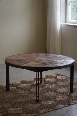 Danish Modern Coffee Table in Steel & Ceramic Tiles attributed to Sallingbroe, 1970s-MXF-1719768