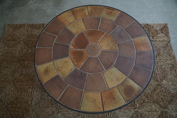 Danish Modern Coffee Table in Steel & Ceramic Tiles attributed to Sallingbroe, 1970s-MXF-1719768