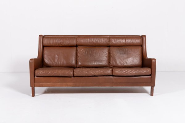 Danish Modern Cognac Leather Sofa, 1970s-KMC-2019537