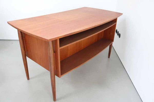 Danish Modern Concave Form Free-Standing Teak Desk, 1970s-FJP-1771559