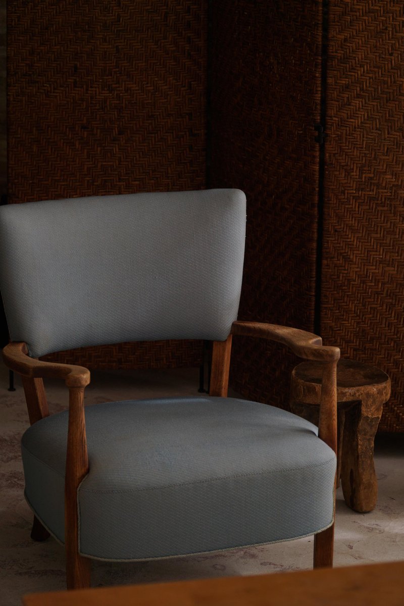 Danish Modern Curved Lounge Chair in Oak attributed to Viggo Boesen, 1950s