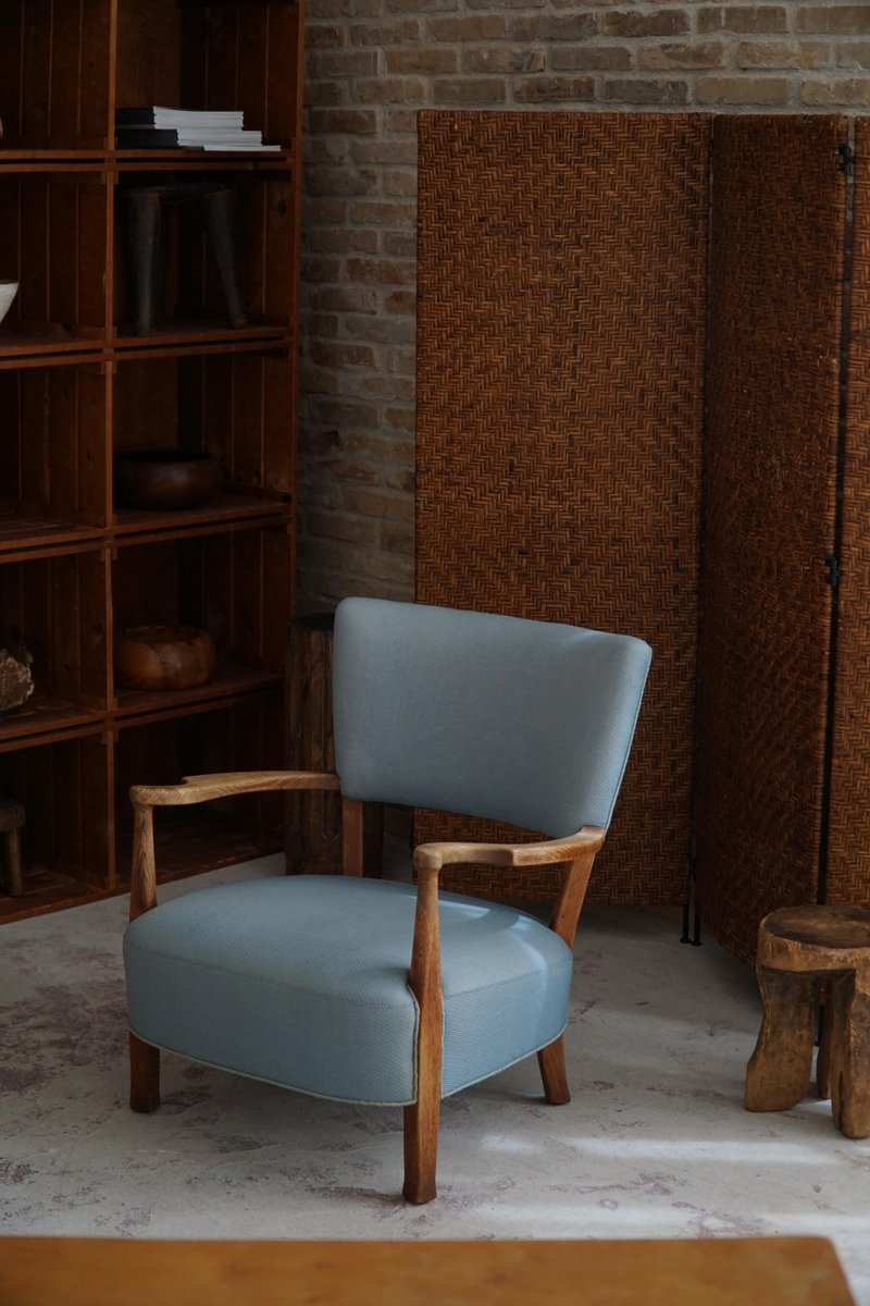 Danish Modern Curved Lounge Chair in Oak attributed to Viggo Boesen, 1950s