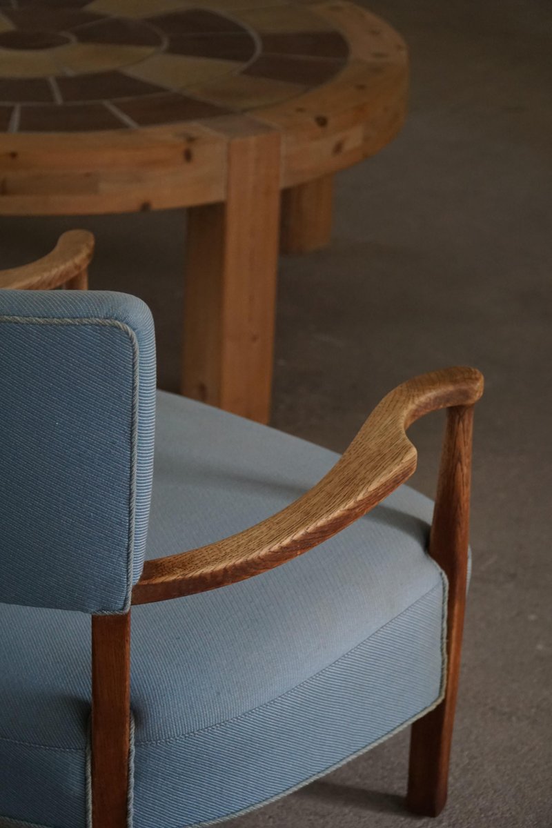 Danish Modern Curved Lounge Chair in Oak attributed to Viggo Boesen, 1950s