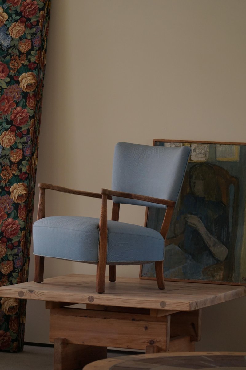 Danish Modern Curved Lounge Chair in Oak attributed to Viggo Boesen, 1950s