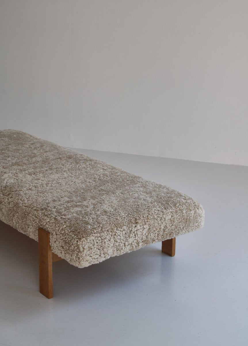 Danish Modern Daybed in Oak and Sheepskin by Eva & Nils Koppel, 1960s