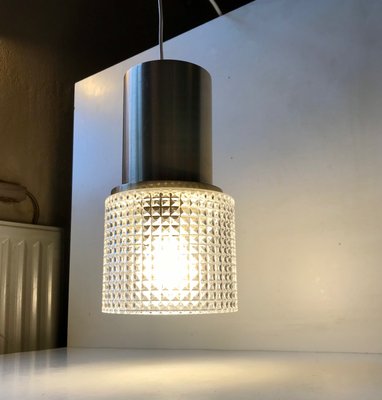 Danish Modern Glass & Brass Pendant Lamp from Vitrika, 1970s-LCR-992991