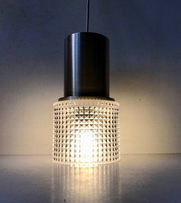 Danish Modern Glass & Brass Pendant Lamp from Vitrika, 1970s-LCR-992991