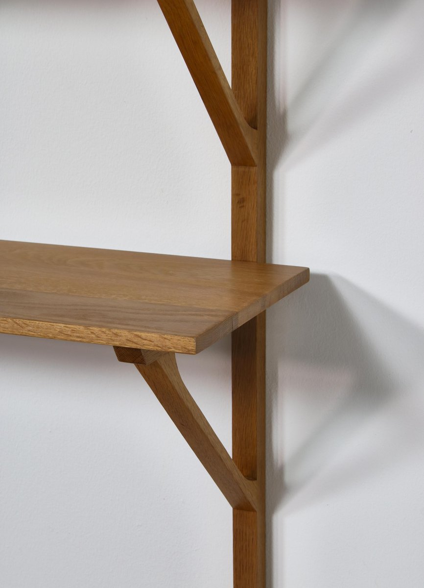 Danish Modern Large Wall Shelving System in Oak & Teakwood by Børge Mogensen for Fredericia, 1956