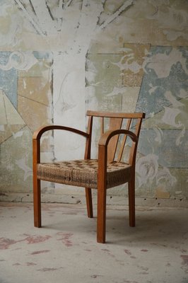 Danish Modern Lounge Chair in Beech and Papercord in the Style of Frits Schlegel, 1930s-MXF-1047935