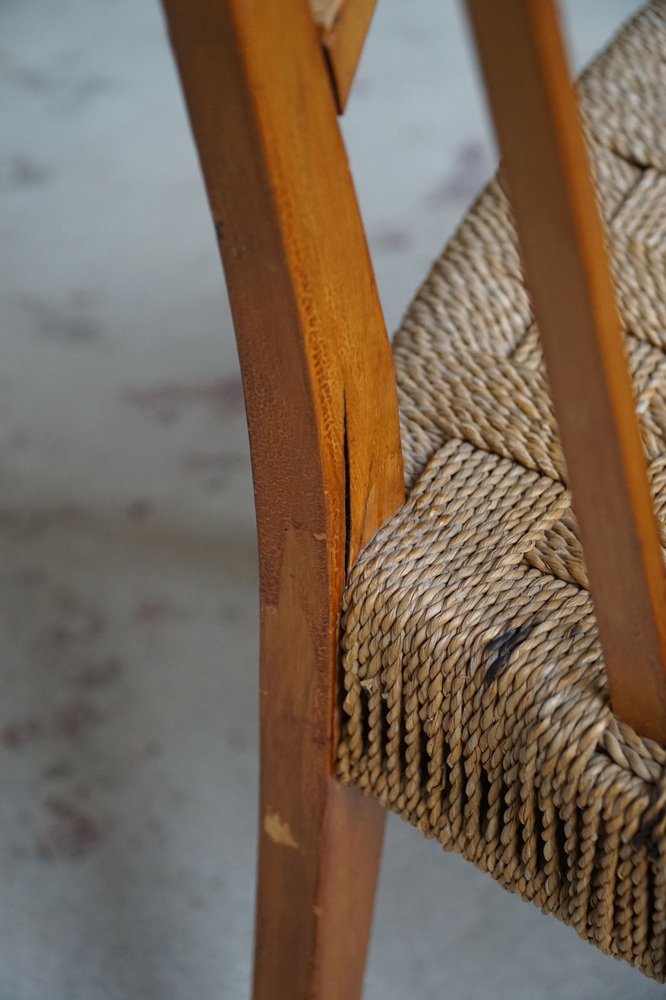 Danish Modern Lounge Chair in Beech and Papercord in the Style of Frits Schlegel, 1930s