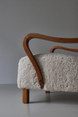 Danish Modern Lounge Chair in Oak and Sheepskin, Denmark, 1940s-WRF-1750741