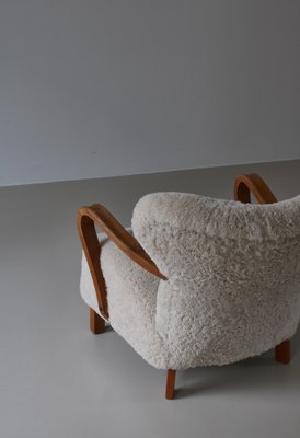 Danish Modern Lounge Chair in Oak and Sheepskin, Denmark, 1940s-WRF-1750741