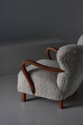 Danish Modern Lounge Chair in Oak and Sheepskin, Denmark, 1940s-WRF-1750741