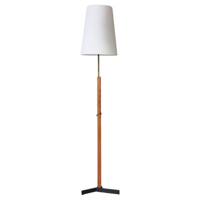 Danish Modern Oak & Brass Adjustable Floor Lamp by Svend Aage Holm Sørensen, 1960s-WRF-1812170