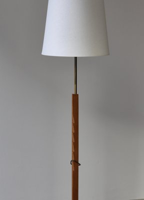 Danish Modern Oak & Brass Adjustable Floor Lamp by Svend Aage Holm Sørensen, 1960s-WRF-1812170