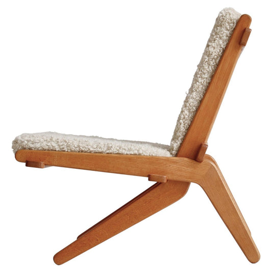 Danish Modern Oak Natural Sheepskin Folding Chair from Preben Thorsen,1957