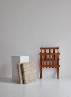 Danish Modern Oak Natural Sheepskin Folding Chair from Preben Thorsen,1957-WRF-1428288