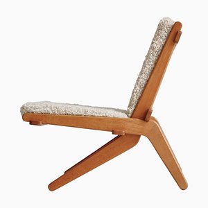 Danish Modern Oak Natural Sheepskin Folding Chair from Preben Thorsen,1957-WRF-1428288