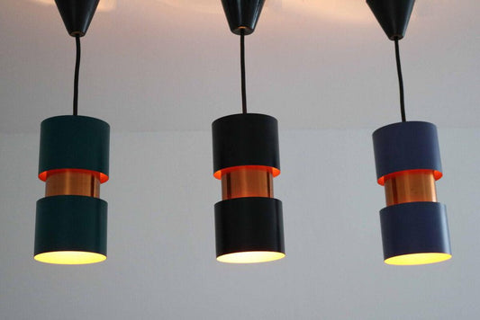 Danish Modern Pendant Lights by Jo Hammerborg for Fog & Morup, 1960s, Set of 3