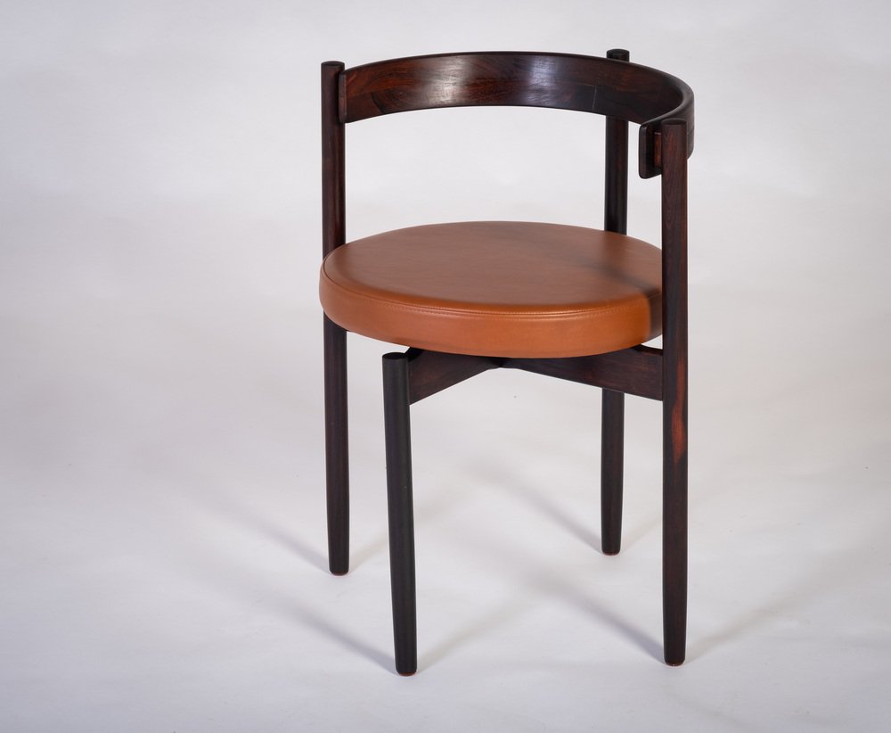 Danish Modern Rosewood and Tan Leather Armchair by Hugo Frandsen, Denmark, 1960s