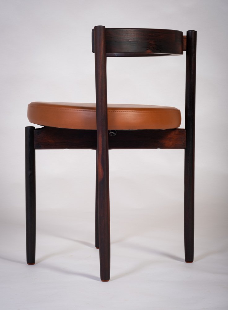 Danish Modern Rosewood and Tan Leather Armchair by Hugo Frandsen, Denmark, 1960s