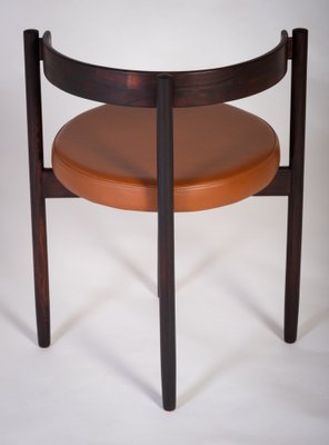 Danish Modern Rosewood and Tan Leather Armchair by Hugo Frandsen, Denmark, 1960s-ZGQ-1734655