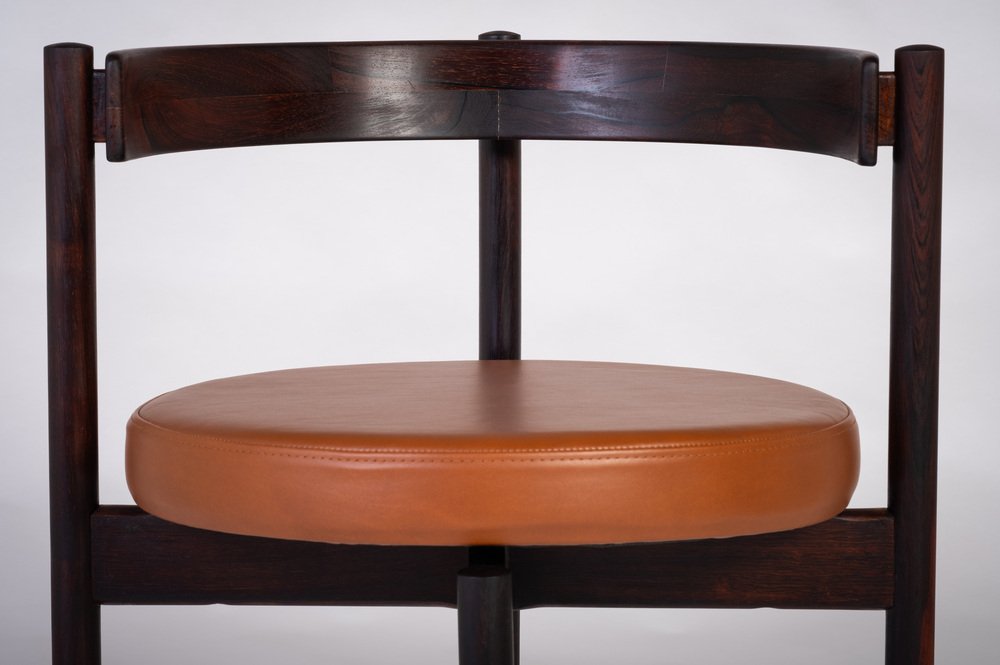 Danish Modern Rosewood and Tan Leather Armchair by Hugo Frandsen, Denmark, 1960s