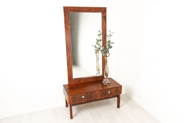 Danish Modern Rosewood Dresser & Mirror Set, 1960s, Set of 2-WIX-902486