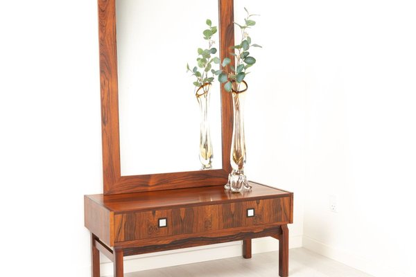 Danish Modern Rosewood Dresser & Mirror Set, 1960s, Set of 2-WIX-902486