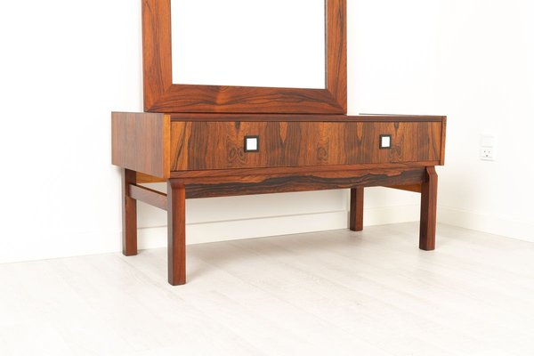 Danish Modern Rosewood Dresser & Mirror Set, 1960s, Set of 2-WIX-902486