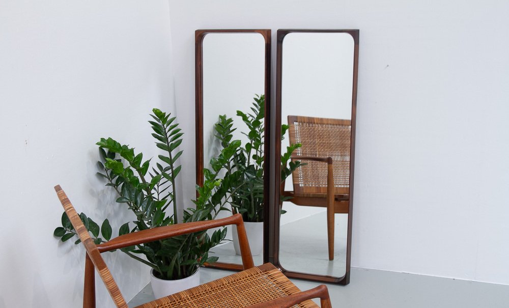 Danish Modern Rosewood Mirrors by Niels Clausen for Nc Møbler, 1960s, Set of 2