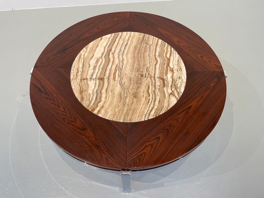 Danish Modern Round Rosewood and Marble Coffee Table from Bendixen Design, 1970s-WIX-1745435