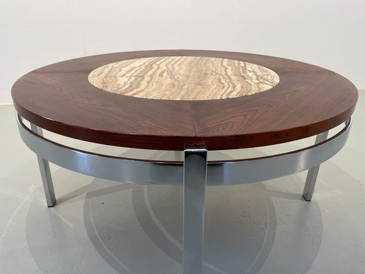 Danish Modern Round Rosewood and Marble Coffee Table from Bendixen Design, 1970s-WIX-1745435